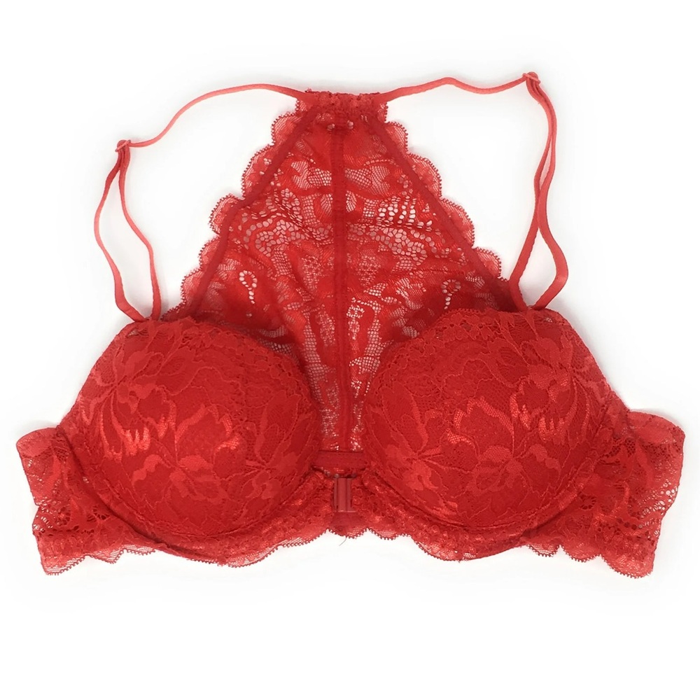 NWOT VS PINK Red Lace Racerback Push-Up Bra